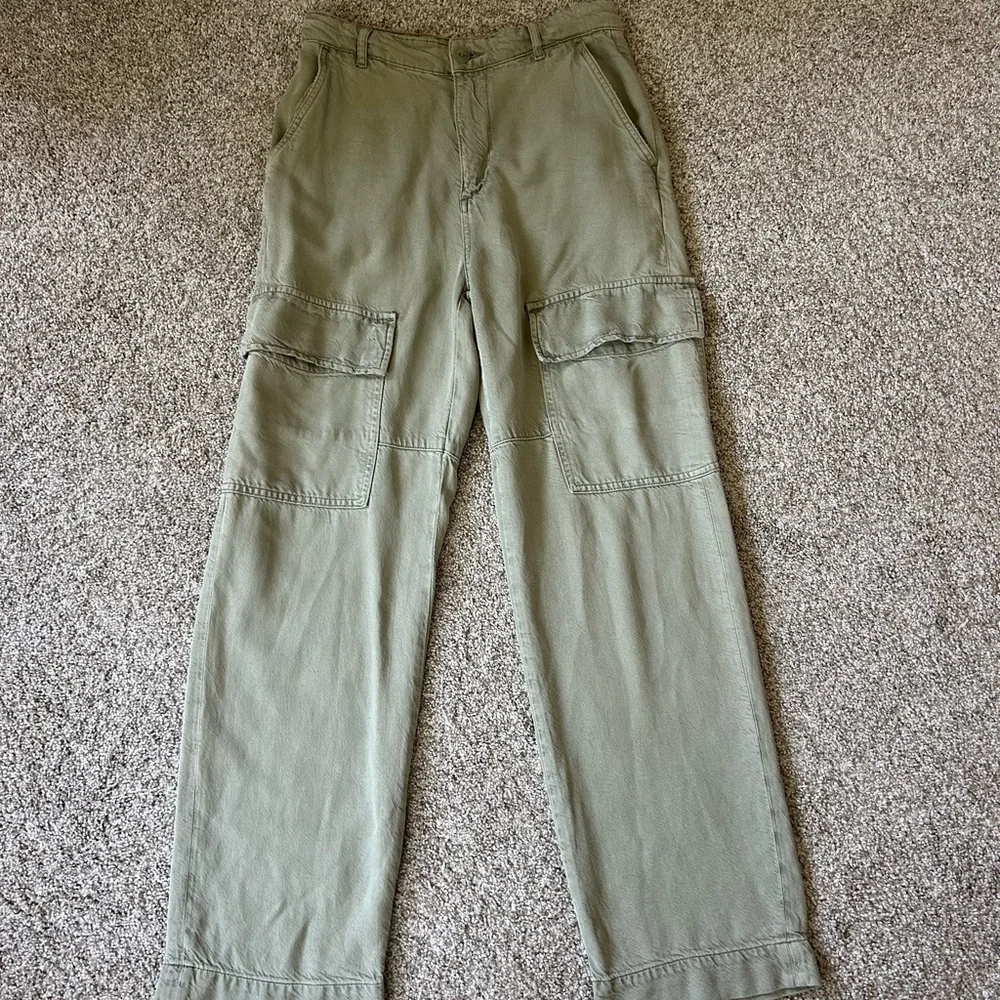 AG Los Angeles Knoxx Cargo High Rise Baggy Boyfriend green pants. Grunge utility - Picture 6 of 16